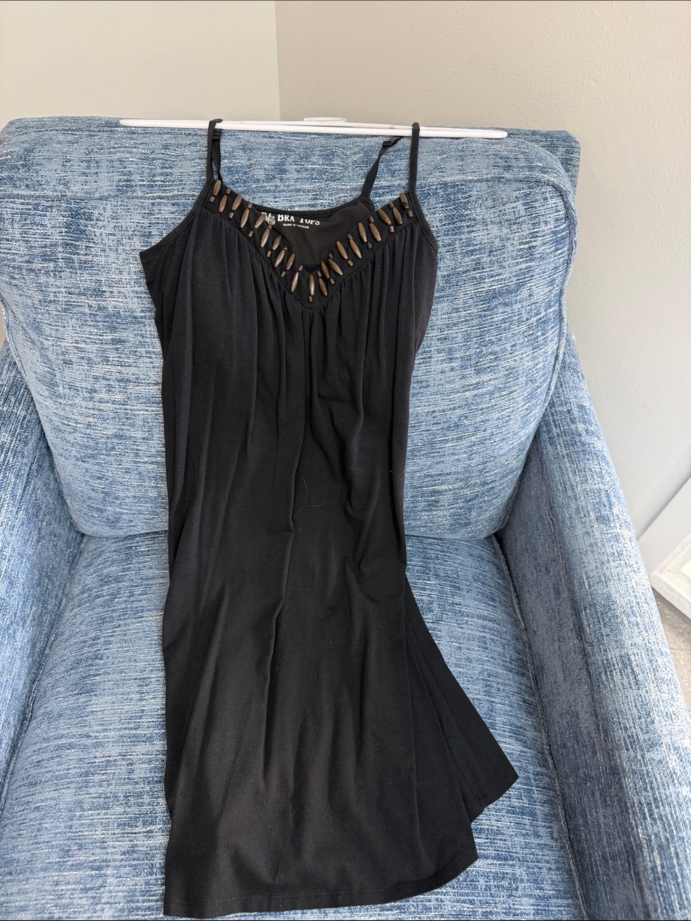 DKNY Black Spaghetti-Strap Camisole Dress with Decorative Cutouts